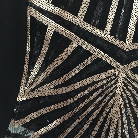 NWT Ellumination Sequined Black Gold Top M - Picture 6 of 9